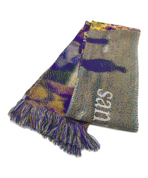 MONTMARTRE NEW YORK（モンマルトル ニューヨーク）MONTMARTRE NEW YORK (モンマルトル ニューヨーク) Sanity Scarf マフラー　ロングマフラー　総柄 パープル×イエロー サイズ:実寸参照の古着・服飾アイテム