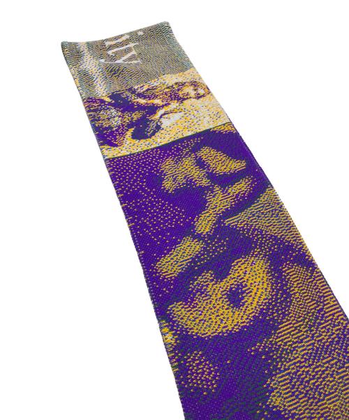 MONTMARTRE NEW YORK（モンマルトル ニューヨーク）MONTMARTRE NEW YORK (モンマルトル ニューヨーク) Sanity Scarf マフラー　ロングマフラー　総柄 パープル×イエロー サイズ:実寸参照の古着・服飾アイテム