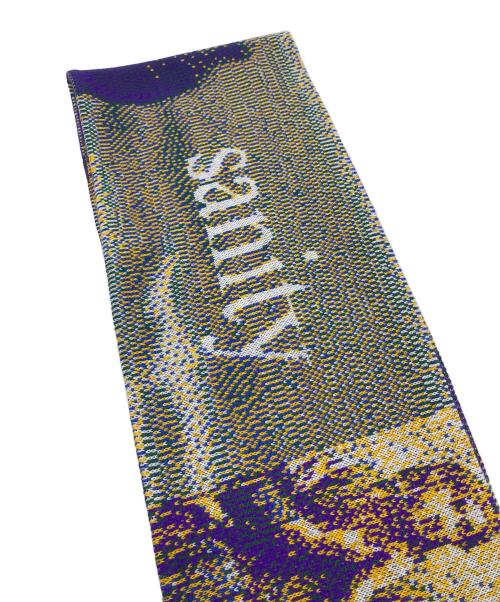 MONTMARTRE NEW YORK（モンマルトル ニューヨーク）MONTMARTRE NEW YORK (モンマルトル ニューヨーク) Sanity Scarf マフラー　ロングマフラー　総柄 パープル×イエロー サイズ:実寸参照の古着・服飾アイテム