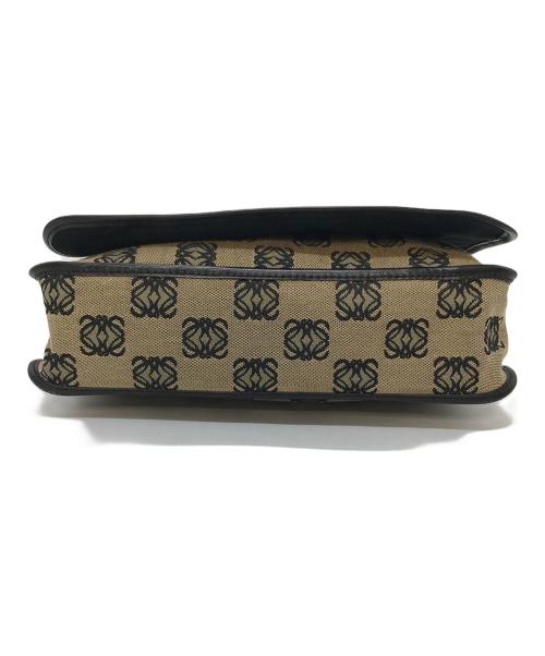 LOEWE（ロエベ）LOEWE (ロエベ) キャンバスレザートリムアナグラム総柄ショルダーバッグ　shoulder bag ベージュ×ブラック サイズ:実寸参照の古着・服飾アイテム