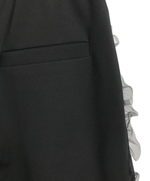 INGEBORG（インゲボルグ）INGEBORG (インゲボルグ) サイドラインワイドパンツ チュール フリル　デザインパンツ ブラック サイズ:実寸参照の古着・服飾アイテム