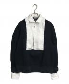 DSQUARED2ディースクエアード）の古着「シャツ切替スウェット　付け襟 長袖スウェット　デザイントップス」｜ホワイト×ブラック