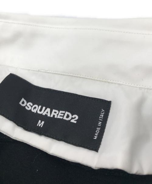 DSQUARED2（ディースクエアード）DSQUARED2 (ディースクエアード) シャツ切替スウェット　付け襟 長袖スウェット　デザイントップス ホワイト×ブラック サイズ:Mの古着・服飾アイテム
