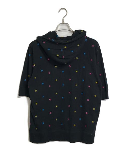 stussy（ステューシー）stussy (ステューシー) 【古着】ジップパーカー 半袖パーカー 総柄パーカー SSリンク ブラック×マルチカラー サイズ:Lの古着・服飾アイテム