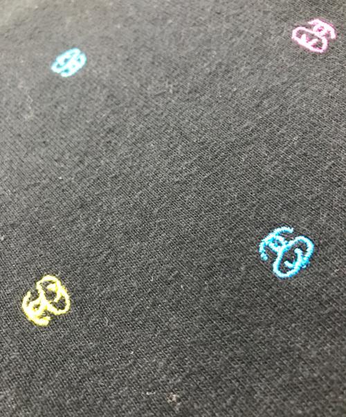 stussy（ステューシー）stussy (ステューシー) 【古着】ジップパーカー 半袖パーカー 総柄パーカー SSリンク ブラック×マルチカラー サイズ:Lの古着・服飾アイテム