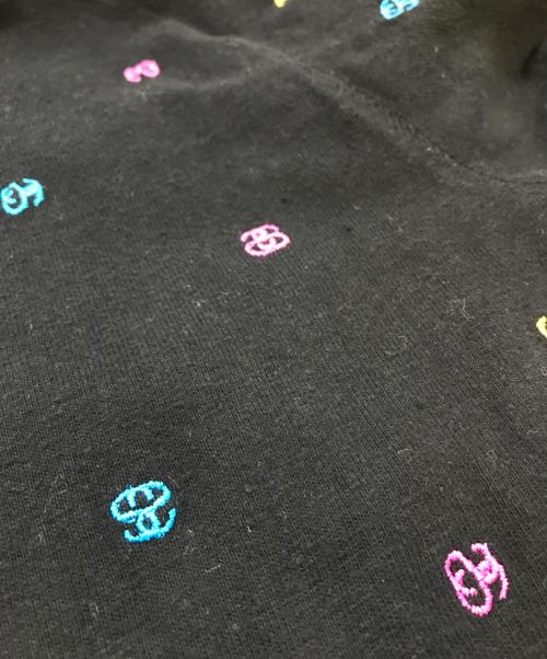 stussy（ステューシー）stussy (ステューシー) 【古着】ジップパーカー 半袖パーカー 総柄パーカー SSリンク ブラック×マルチカラー サイズ:Lの古着・服飾アイテム