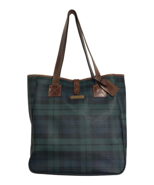 POLO RALPH LAUREN（ポロ・ラルフローレン）POLO RALPH LAUREN (ポロ・ラルフローレン) ヴィンテージチェックトートバッグ ネイビー×グリーン サイズ:実寸参照の古着・服飾アイテム