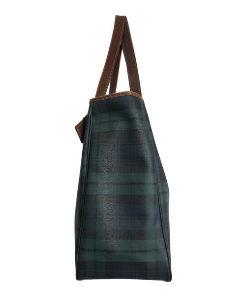 POLO RALPH LAUREN（ポロ・ラルフローレン）POLO RALPH LAUREN (ポロ・ラルフローレン) ヴィンテージチェックトートバッグ ネイビー×グリーン サイズ:実寸参照の古着・服飾アイテム