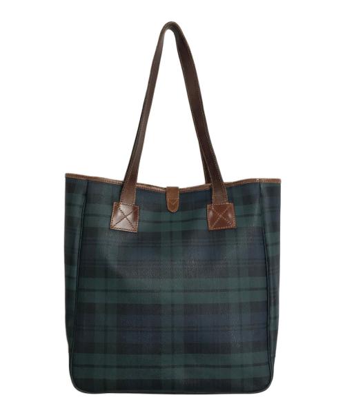 POLO RALPH LAUREN（ポロ・ラルフローレン）POLO RALPH LAUREN (ポロ・ラルフローレン) ヴィンテージチェックトートバッグ ネイビー×グリーン サイズ:実寸参照の古着・服飾アイテム