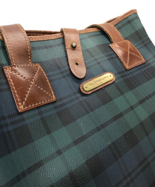 POLO RALPH LAUREN（ポロ・ラルフローレン）POLO RALPH LAUREN (ポロ・ラルフローレン) ヴィンテージチェックトートバッグ ネイビー×グリーン サイズ:実寸参照の古着・服飾アイテム