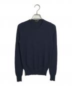 DRAWERドゥロワー）の古着「18G カシミヤシルクリブクルーネックニット」｜ネイビー