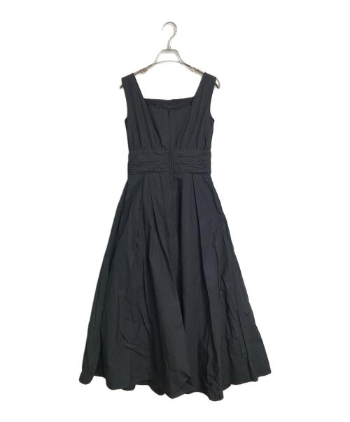 SEVEN TEN by MIHO KAWAHITO（セブン テン バイ ミホ カワヒト）SEVEN TEN by MIHO KAWAHITO (セブン テン バイ ミホ カワヒト) スクエアネックプリントドレス 両ポケット 後ファスナー 裏地付き ストラップホルダー有 ブラック サイズ:Sの古着・服飾アイテム