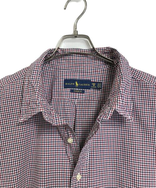 POLO RALPH LAUREN（ポロ・ラルフローレン）POLO RALPH LAUREN (ポロ・ラルフローレン) ボタンダウンシャツ　チェックシャツ　長袖シャツ　ワンポイント刺繍　オーバーサイズ レッド×ネイビー サイズ:3XBの古着・服飾アイテム
