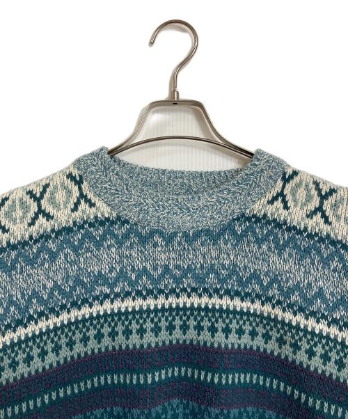 Sears（シアーズ）Sears (シアーズ) 【古着】80’Sアクリルニット　長袖ニット　総柄ニット　80年代 ブルー サイズ:Lの古着・服飾アイテム