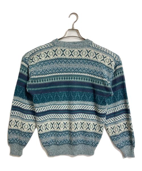 Sears（シアーズ）Sears (シアーズ) 【古着】80’Sアクリルニット　長袖ニット　総柄ニット　80年代 ブルー サイズ:Lの古着・服飾アイテム