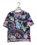 LEONARDレオナール）の古着「フラワープリント半袖ブラウス カットソー」｜ピンク×パープル