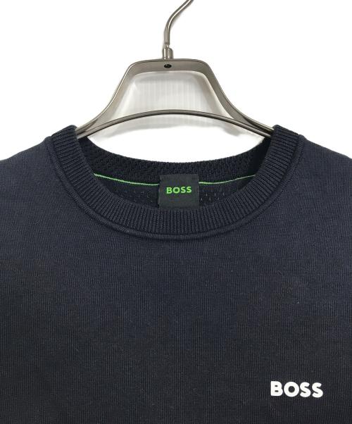 HUGO BOSS（ヒューゴ ボス）HUGO BOSS (ヒューゴ ボス) スウェット　ロゴクルーネックジャンパー　長袖ニット ネイビー サイズ:XSの古着・服飾アイテム