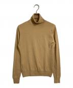 JOHN SMEDLEYジョンスメドレー）の古着「ウールタートルネックニット　ウールニット　薄手ニット　イギリス製」｜イエロー