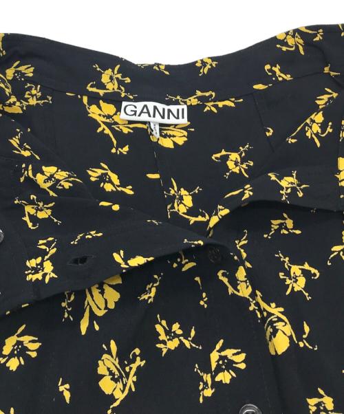 GANNI（ガニー）Ganni (ガニー) フローラルプリントロングスカート　レーヨンロングスカート　花柄 ブラック×イエロー サイズ:34の古着・服飾アイテム