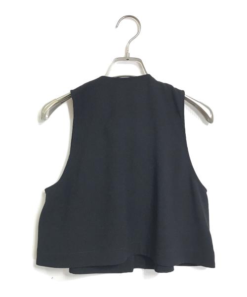 BACCA（バッカ）BACCA (バッカ) ジョーゼットサテン ギャザードブラウス　ベスト　ジレ　日本製 ブラック サイズ:36の古着・服飾アイテム