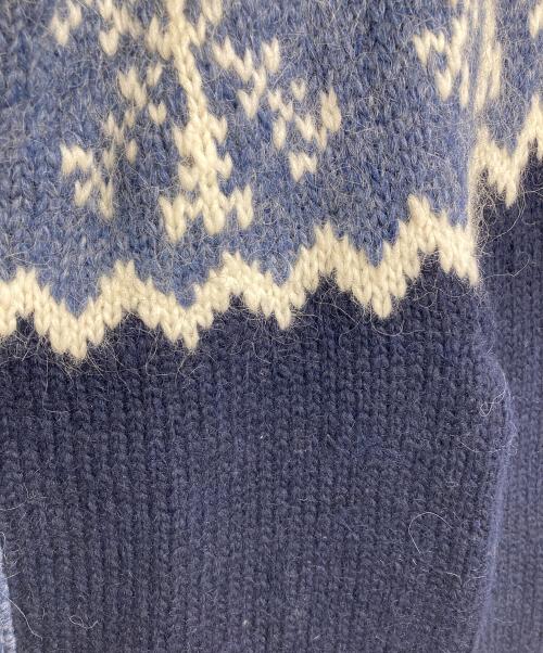 THE HANDKNITTING（ザハンドニッティング）THE HANDKNITTING (ザハンドニッティング) 【古着】ダブルジップニットジャケット　アウター　カーディガン　アイスランド製 ブルー サイズ:実寸参照の古着・服飾アイテム