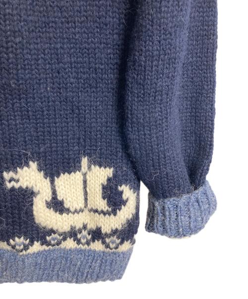 THE HANDKNITTING（ザハンドニッティング）THE HANDKNITTING (ザハンドニッティング) 【古着】ダブルジップニットジャケット　アウター　カーディガン　アイスランド製 ブルー サイズ:実寸参照の古着・服飾アイテム