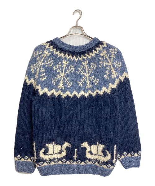 THE HANDKNITTING（ザハンドニッティング）THE HANDKNITTING (ザハンドニッティング) 【古着】ダブルジップニットジャケット　アウター　カーディガン　アイスランド製 ブルー サイズ:実寸参照の古着・服飾アイテム