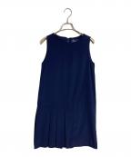 FRED PERRYフレッドペリー）の古着「刺繍ロゴノースリーブ5ワンピース One-Piece Medium Skirt ネイビー　デザインワンピース」｜ネイビー