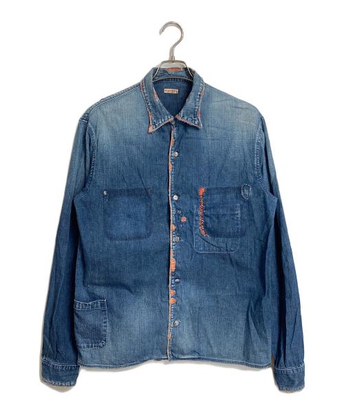 KAPITAL（キャピタル）KAPITAL (キャピタル) 刺し子ヴィンテージ加工デニムシャツ ブルー サイズ:4の古着・服飾アイテム