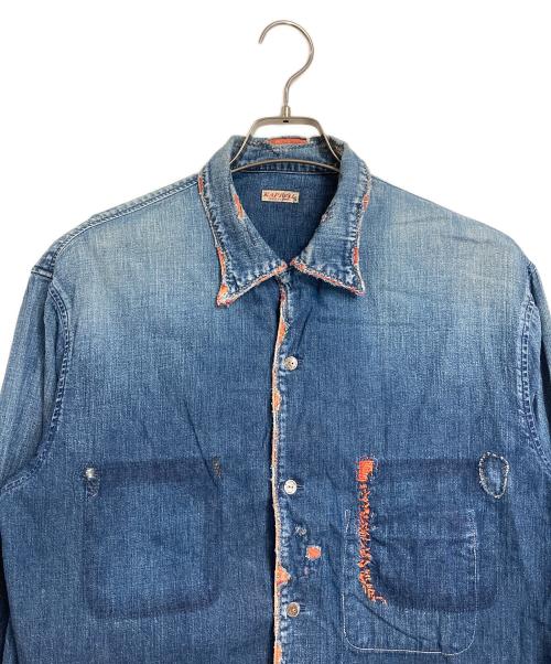KAPITAL（キャピタル）KAPITAL (キャピタル) 刺し子ヴィンテージ加工デニムシャツ ブルー サイズ:4の古着・服飾アイテム