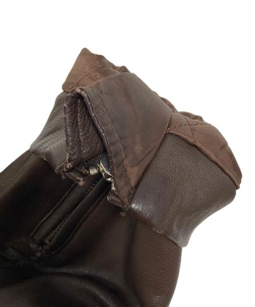 BEAUTY&YOUTH（ビューティーアンドユース）BEAUTY&YOUTH (ビューティーアンドユース) Padded Goatskin Biker Jacket  ゴートスキンバイカージャケット　レザージャケット　やぎ革 ブラウン サイズ:Mの古着・服飾アイテム