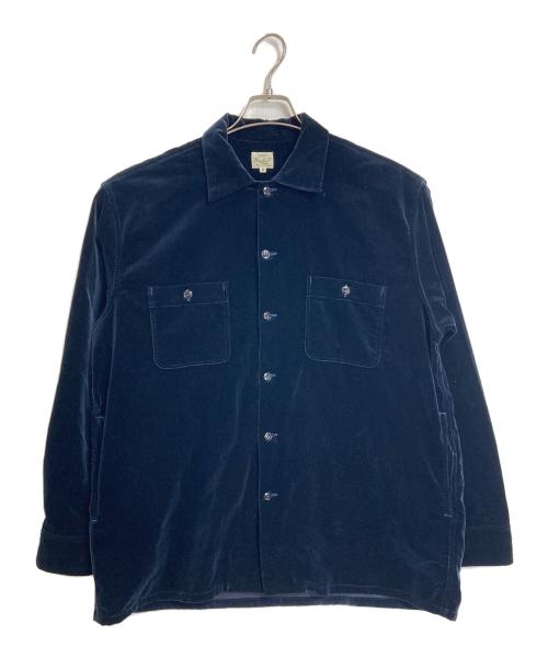 gold（ゴールド）GOLD (ゴールド) ベルベット ワークシャツ　長袖シャツ　日本製 ネイビー サイズ:Mの古着・服飾アイテム