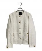 anuansアニュアンス）の古着「ノーカラーツイードジャケット」｜ホワイト