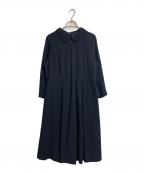 23区ニジュウサンク）の古着「襟付きワンピース　ロングワンピース　長袖ワンピース」｜ネイビー