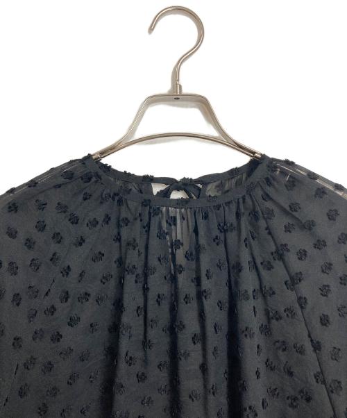 BALLSEY（ボールジィ）BALLSEY (ボールジィ) ドットフラワージャカード ボリュームギャザープルオーバー　長袖ブラウス　日本製 ブラック サイズ:36の古着・服飾アイテム