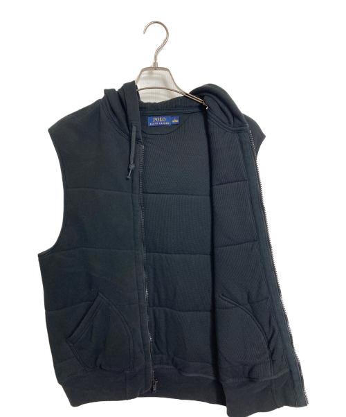 POLO RALPH LAUREN（ポロ・ラルフローレン）POLO RALPH LAUREN (ポロ・ラルフローレン) 裏サーマルフーデッドベスト　ベスト　アウター　ライトアウター　ポニー刺繍 ブラック サイズ:Lの古着・服飾アイテム