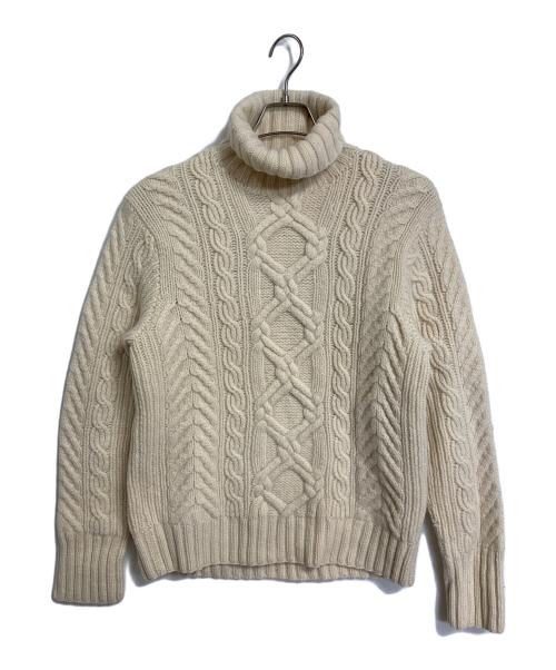 POLO RALPH LAUREN（ポロ・ラルフローレン）POLO RALPH LAUREN (ポロ・ラルフローレン) 【古着】ケーブルニット　長袖ニット　タートルネック　HAND KNIT アイボリー サイズ:Lの古着・服飾アイテム