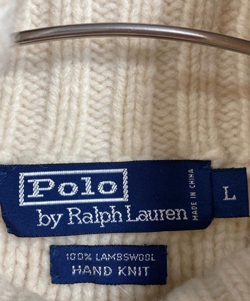 POLO RALPH LAUREN（ポロ・ラルフローレン）POLO RALPH LAUREN (ポロ・ラルフローレン) 【古着】ケーブルニット　長袖ニット　タートルネック　HAND KNIT アイボリー サイズ:Lの古着・服飾アイテム