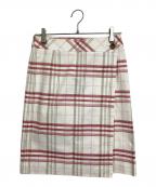 BURBERRY LONDONバーバリーロンドン）の古着「ラップスカート　チェックスカート」｜レッド×ホワイト