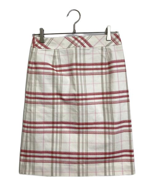 BURBERRY LONDON（バーバリーロンドン）BURBERRY LONDON (バーバリーロンドン) ラップスカート　チェックスカート レッド×ホワイト サイズ:38の古着・服飾アイテム