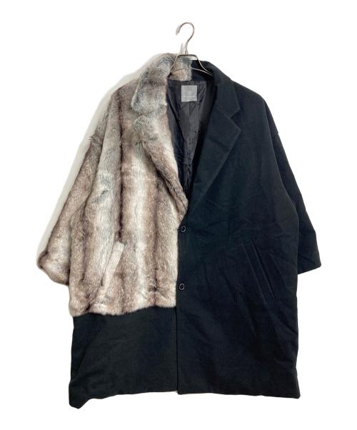 ANGENEHM（アンゲネーム）ANGENEHM Different materials combination coat コート　ディファレント マテリアルズ コンビネーション コート　異素材コンビネーションコート  異素材ミックスコート　アウター サイズ:Sの古着・服飾アイテム