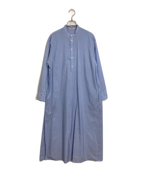 AURALEE（オーラリー）AURALEE (オーラリー) FINX SILK SHIRT ワンピース ホワイト×ブルーの古着・服飾アイテム