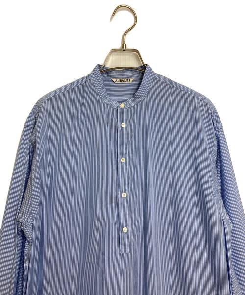 AURALEE（オーラリー）AURALEE (オーラリー) FINX SILK SHIRT ワンピース ホワイト×ブルーの古着・服飾アイテム