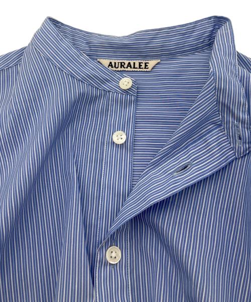 AURALEE（オーラリー）AURALEE (オーラリー) FINX SILK SHIRT ワンピース ホワイト×ブルーの古着・服飾アイテム