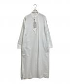 AURALEEオーラリー）の古着「FINX SILK SHIRTワンピース」｜ホワイト×ブルー