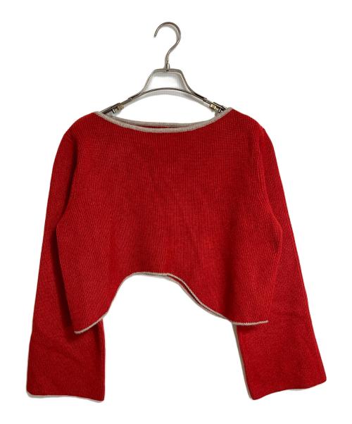 Sea Room lynn（シールームリン）Sea Room lynn (シールームリン) CurveヘムバイカラーKnitトップス　長袖ニット　変形ニット　デザインニット　完売品 レッド サイズ:FREE 未使用品の古着・服飾アイテム