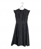 CELFORDセルフォード）の古着「CELFORD　ドットフレンチスリーブドットワンピース」｜ブラック