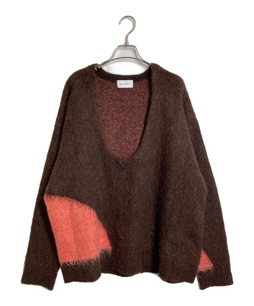 Knuth Marf（クヌースマーフ）knuth Marf (クヌースマーフ) STUDIOUS (ステュディオス) Uneck knit pullover ブラウン サイズ:FREEの古着・服飾アイテム
