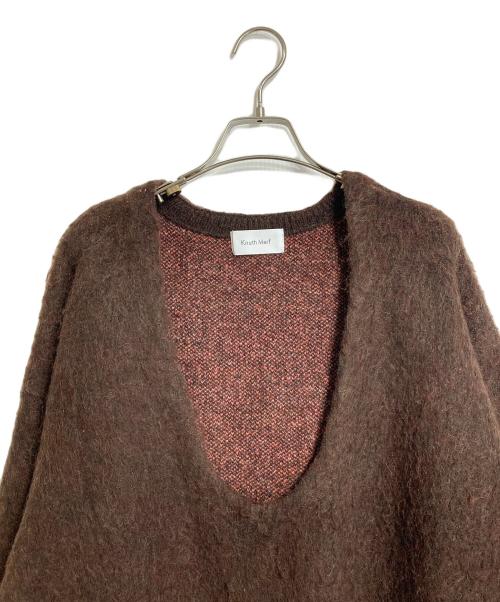 Knuth Marf（クヌースマーフ）knuth Marf (クヌースマーフ) STUDIOUS (ステュディオス) Uneck knit pullover ブラウン サイズ:FREEの古着・服飾アイテム