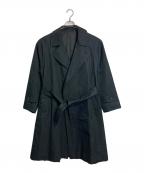 UNITED ARROWSユナイテッドアローズ）の古着「フィンクス コットン ギャバ ラップ コート　チェスターコート　アウター　ライトアウター」｜ブラック